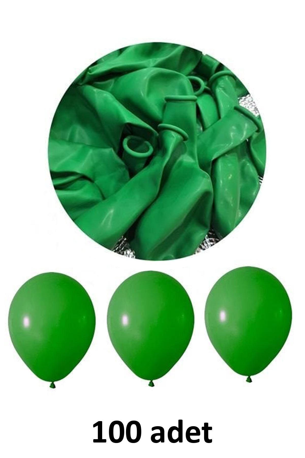 Yeşil Balon 11" - 30 cm Lateks Yeşil Renk Balon 100'lu Paket