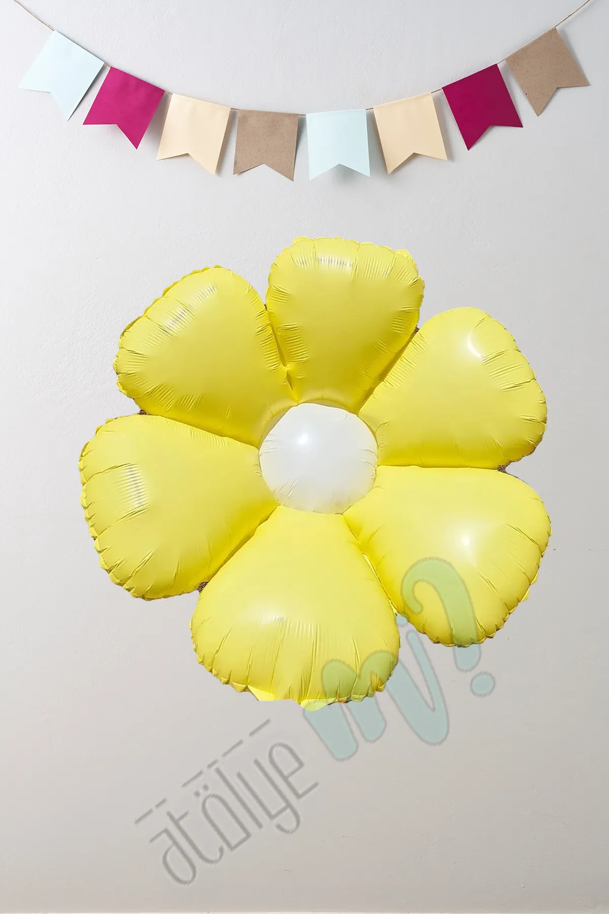 Makaron Sarı Papatya Folyo Balon