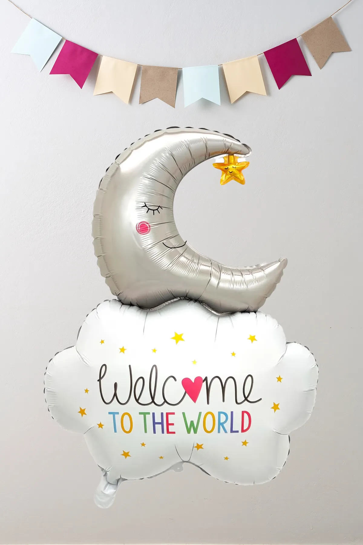 Aylı Bulut Welcome To The World Yazılı Folyo Balon 9634