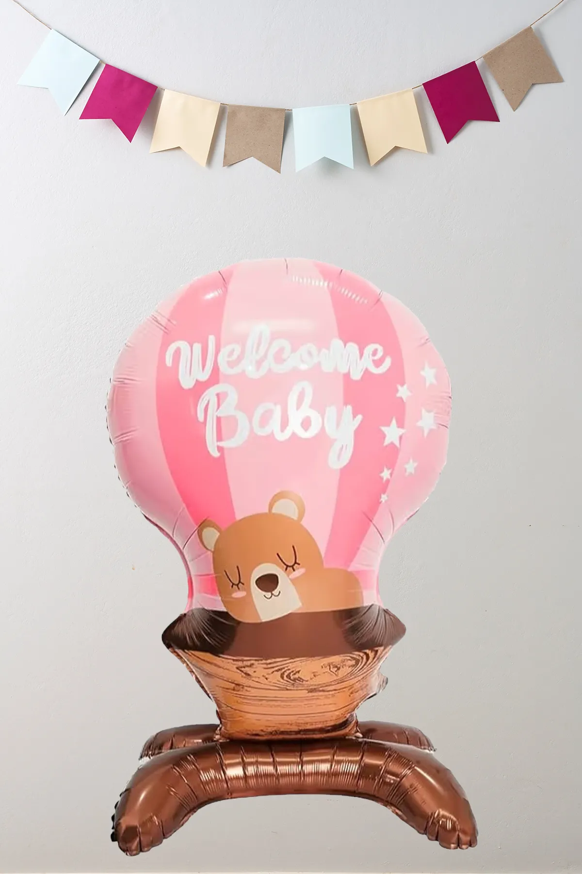 Pembe Ayaklı Welcome Baby Pembe Folyo Balon 5803