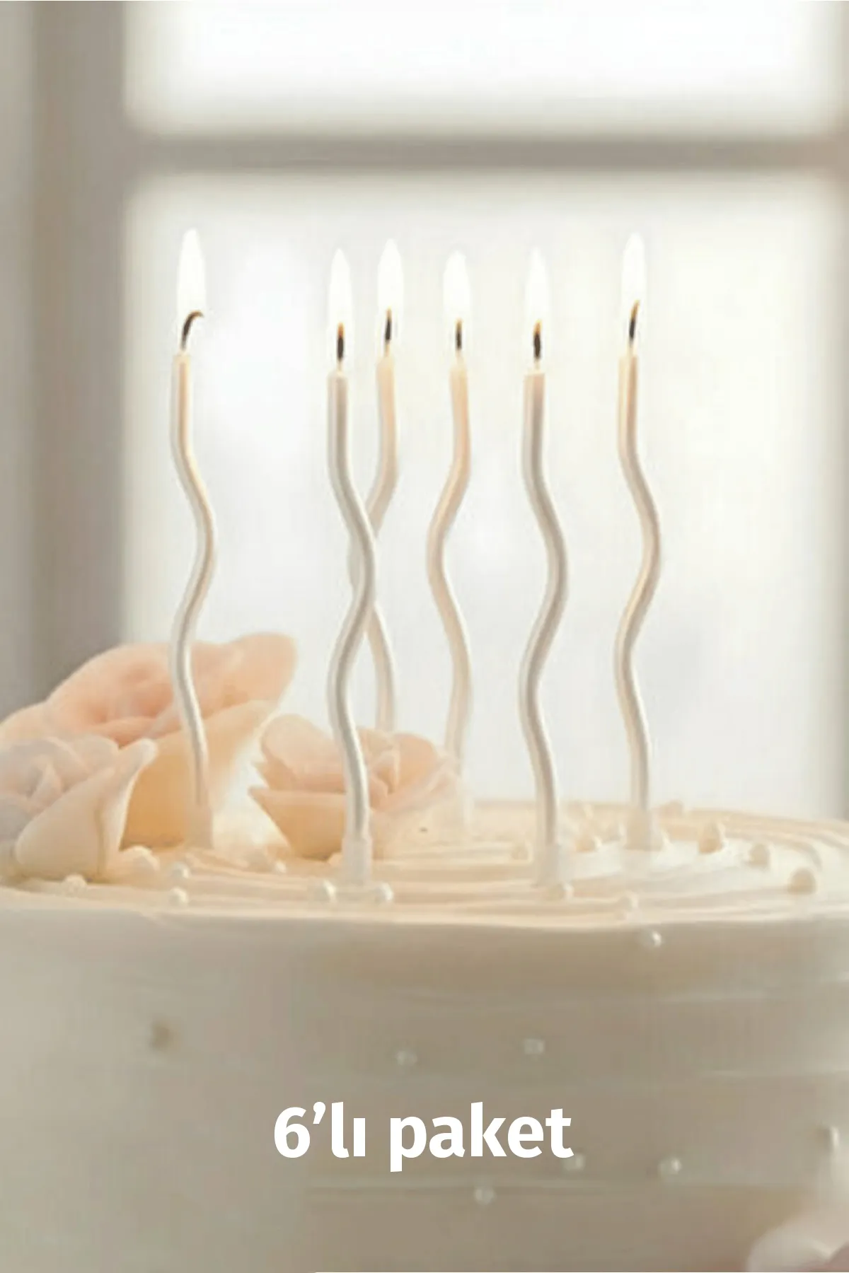Spiral Kıvrık Beyaz Mum 6lı Paket 16cm