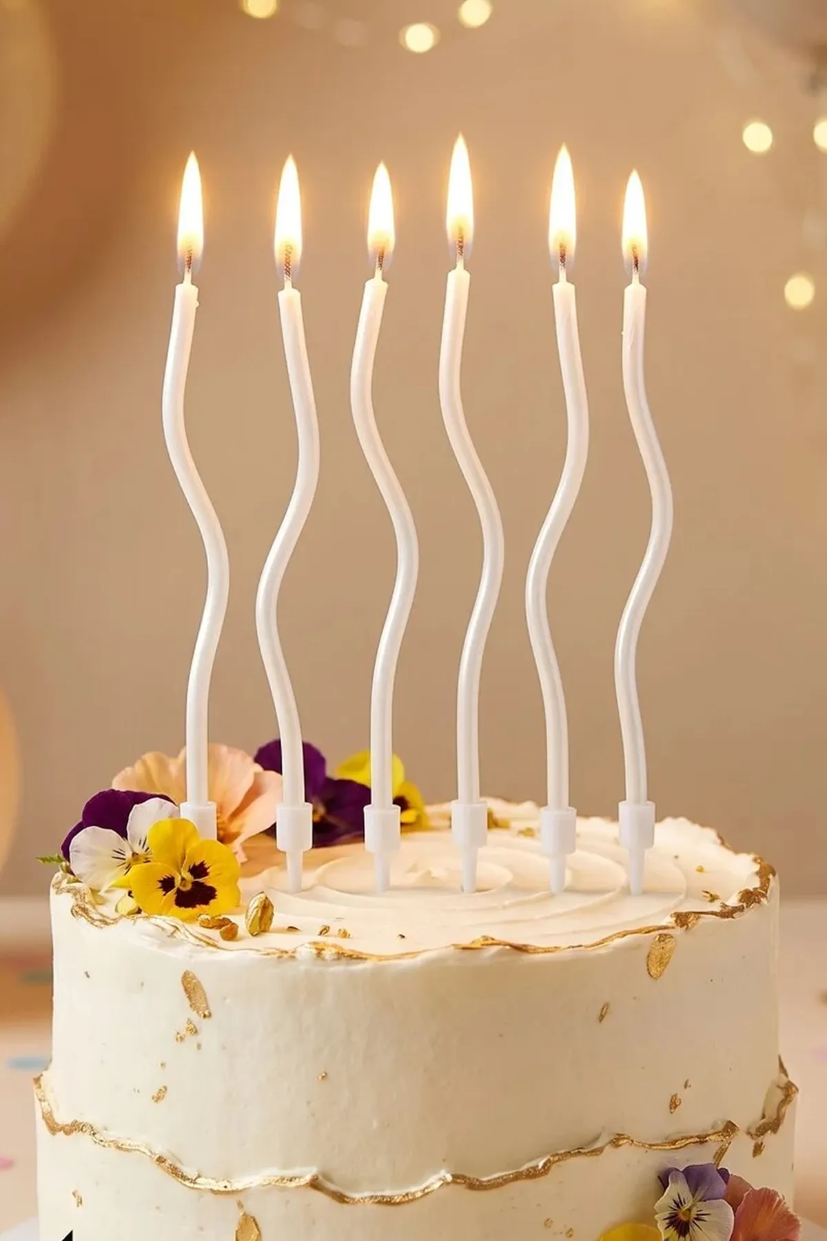 Spiral Kıvrık Beyaz Mum 6lı Paket 16cm