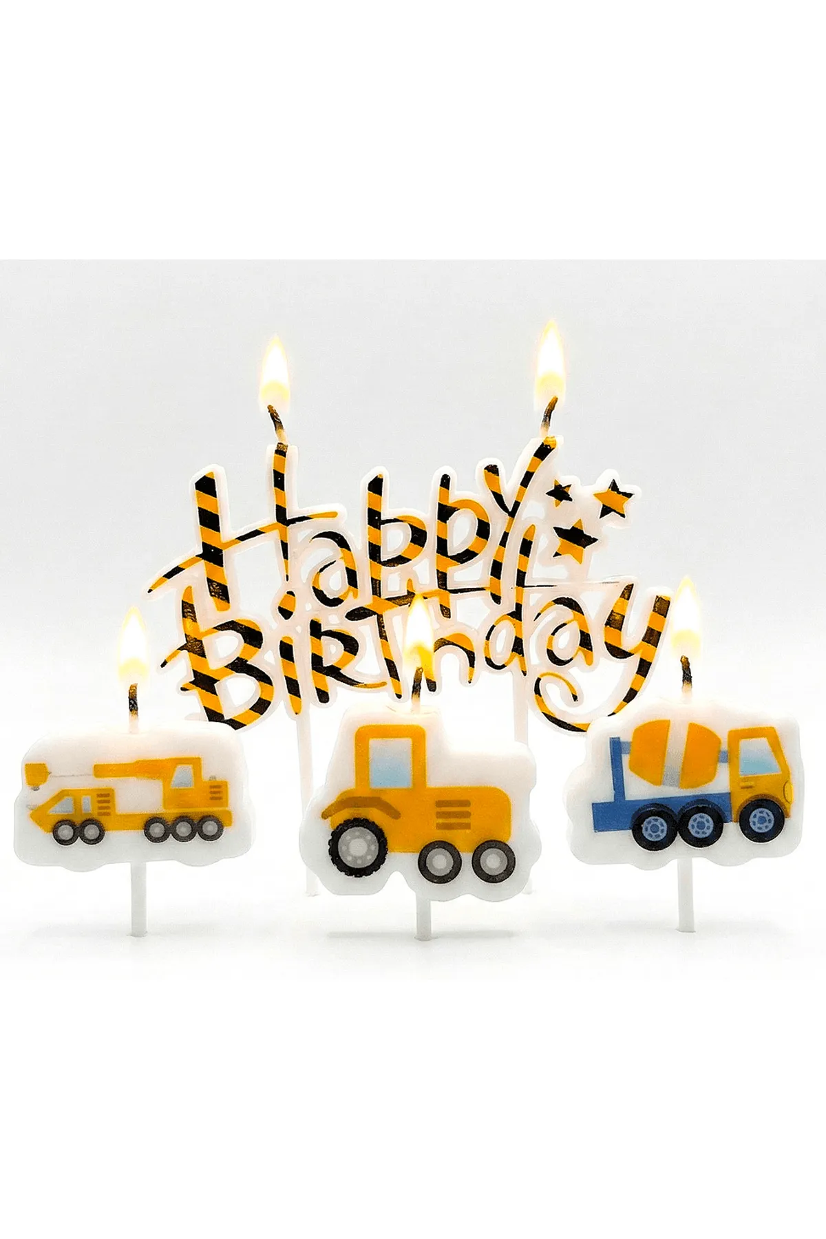 İnşaat Tema Mum Seti Happy Birthday 4lü Mum Seti 0425
