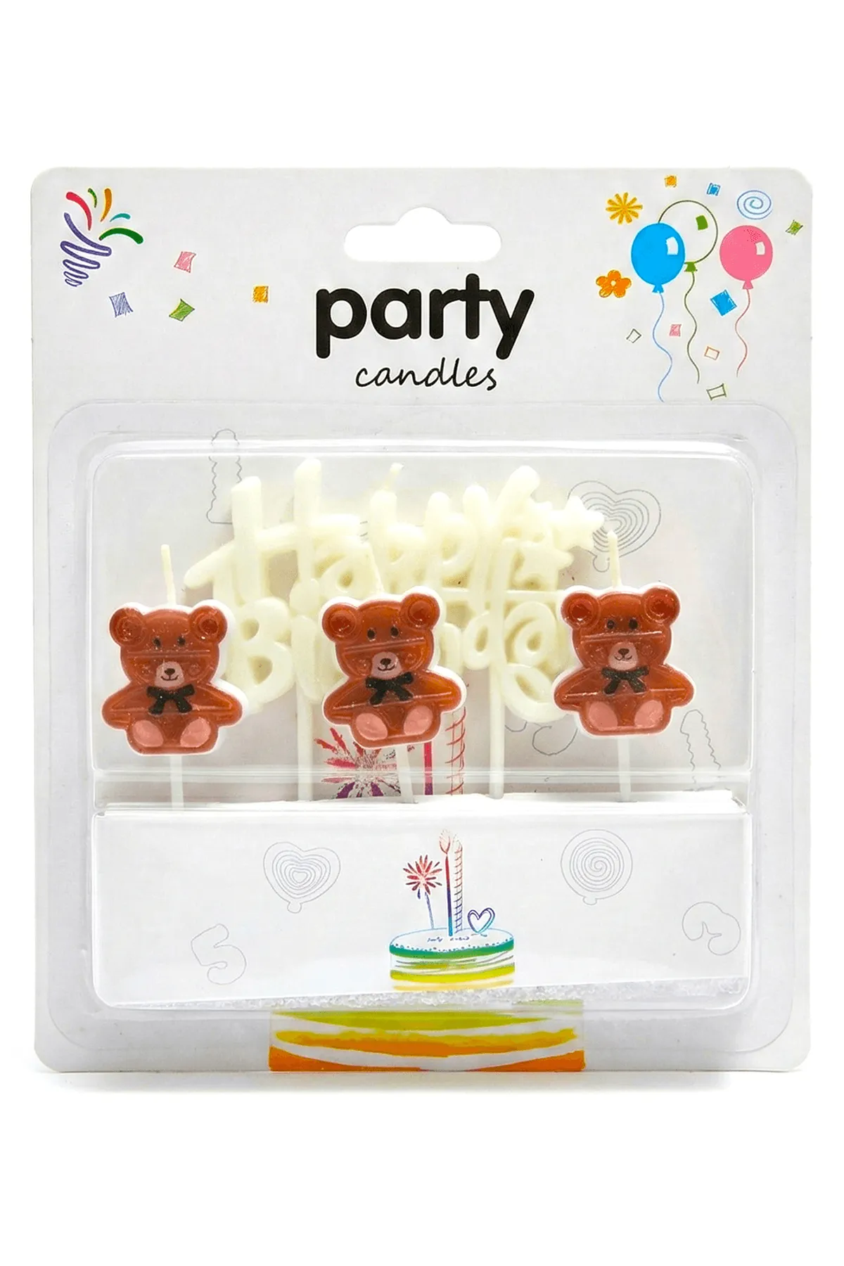 Ayıcık Tema Happy Birthday 4lü Mum Seti Pasta Mumu 0401