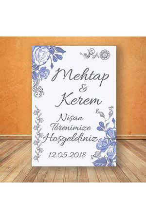 Beyaz Lila Çiçekli Konsept Karşılama Panosu