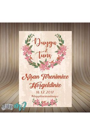 Vintage Çiçekler Karşılama Panosu