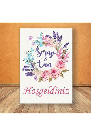 Gül ve Lavanta Konsept Karşılama Panosu