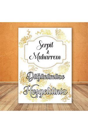 Beyaz ve Altın Konsept Karşılama Panosu
