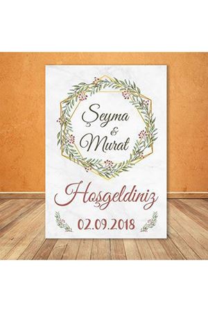 Yapraklı Gold Altıgen Karşılama Panosu