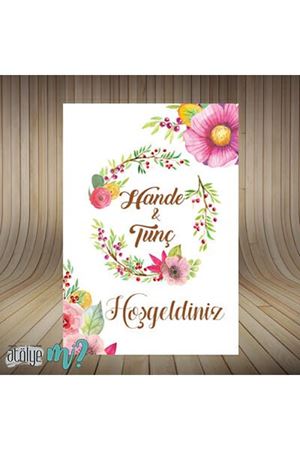 Pembe Bahar Çiçekler Karşılama Panosu