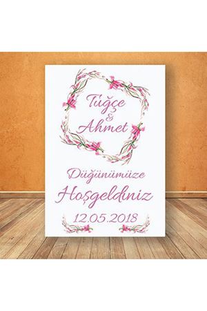 Pembe Yapraklı Karşılama Panosu