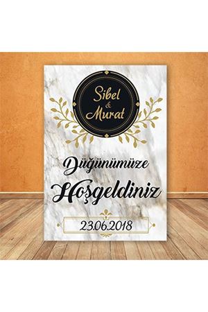 Mermer Gold Siyah Konsept Karşılama Panosu