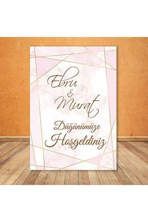 Pembe Mermer Gold Konsept Karşılama Panosu