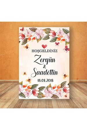 Bahar Çiçekli Konsept Karşılama Panosu