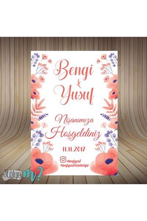 Yavruağzı Mor Çiçek Konsept Ayaklı Pano