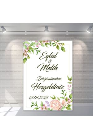 Somon Gül Yaprak Konsept Karşılama Panosu