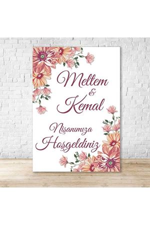 Turuncu Çiçekli Konsept Karşılama Panosu