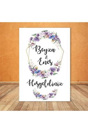 Mor Lila Çiçek Konsept Karşılama Panosu