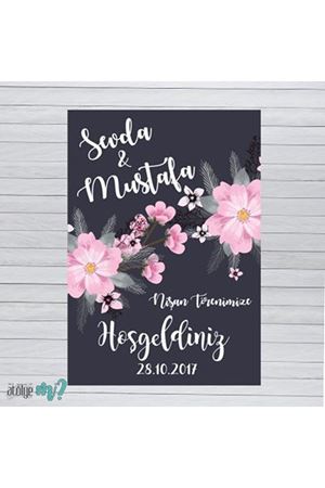 Pembe Gri Konsept Karşılama Panosu