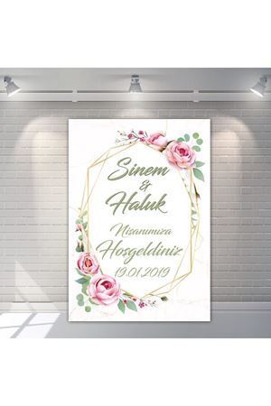 Pembe Gül Konsept Karşılama Panosu