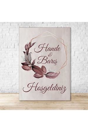 Koyu Zemin Yapraklı Karşılama Panosu