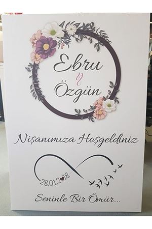 Mor Beyaz Somon Çiçekler Karşılama Panosu