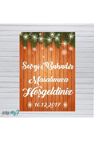 Çam Ahşap Konsept Karşılama Panosu