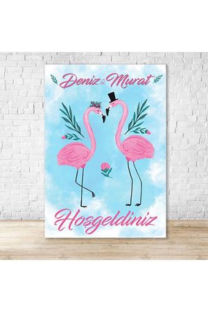 Flamingo Gelin Damat Konsept Karşılama Panosu
