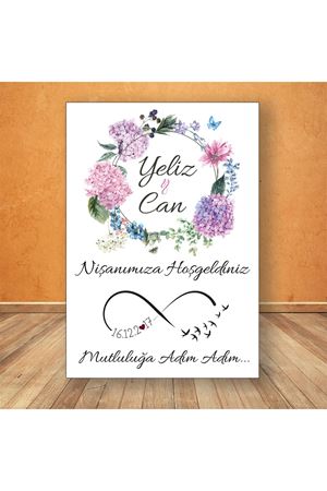 Pembe Lila Çiçekler Karşılama Panosu