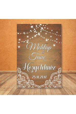 Ahşap Dantelli Tema Karşılama Panosu