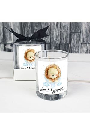 Kutulu Cam Bardak Mum Hediyelik - Aslan Konsept