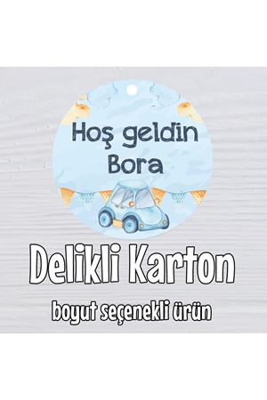 İsme Özel Delikli Karton Baskı - Oyuncak Araba Konsept