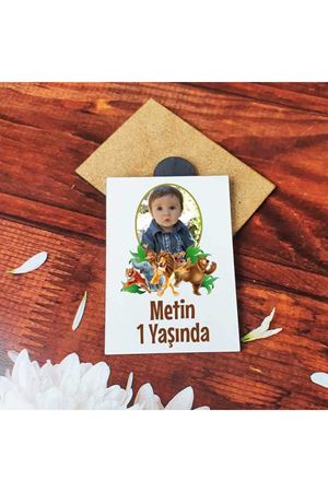 Safari Konsept Doğum Günü Fotoğraflı Ahşap Magnet Hediyelik