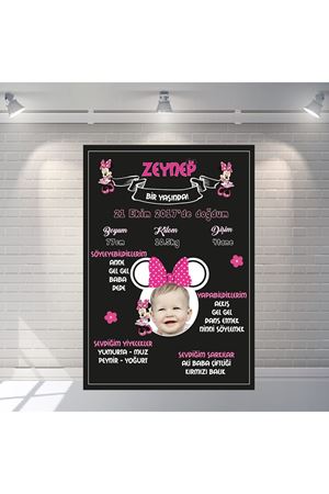 Minie Mouse Konsept Fotoğraflı Künye Panosu