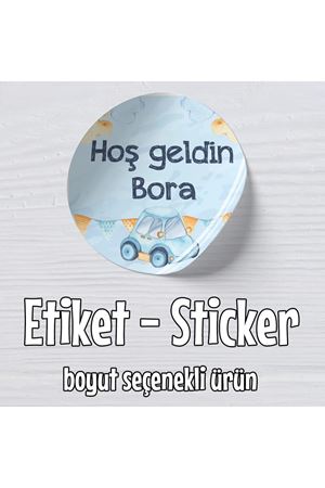 İsme Özel Etiket Baskı - Oyuncak Araba Konsept