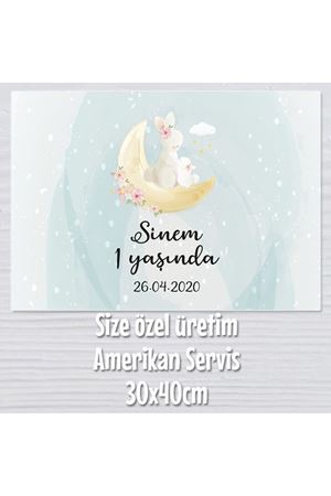 İsme Özel Üretim Amerikan Servis - Anne Kız Tavşan Konsept