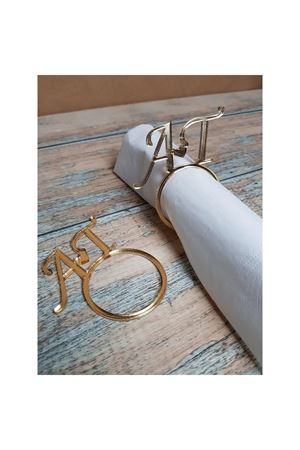 Baş Harfli Altın Ayna Pleksi Peçete Halka Süsleri