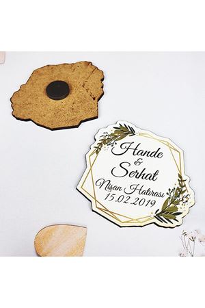 Ahşap Magnet Nişan Hediyesi - Nikah Şekeri Özel Kesim