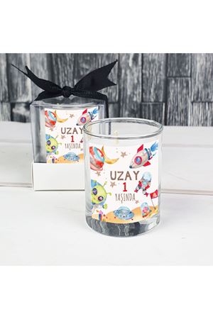 Uzay Temalı Doğum Günü Hediyelik Mum