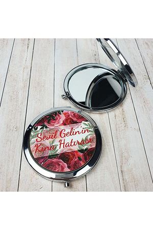Kına Hediyesi Metal Cep Aynası Gül Konsept