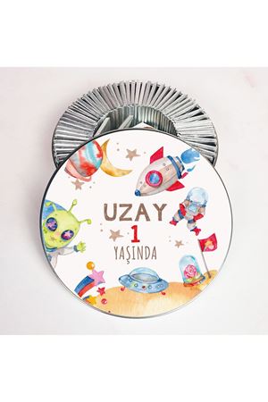 Bebek Çikolatası Uzay Temalı Metal Kutuda