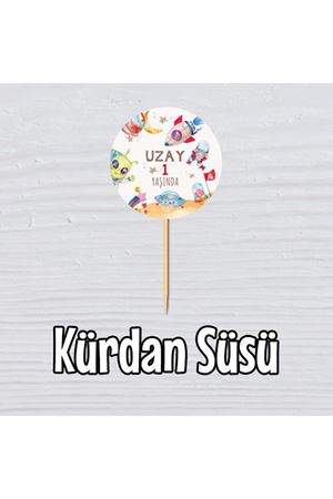 İsme Özel Kürdan Süsü Uzay Temalı 10 Adet