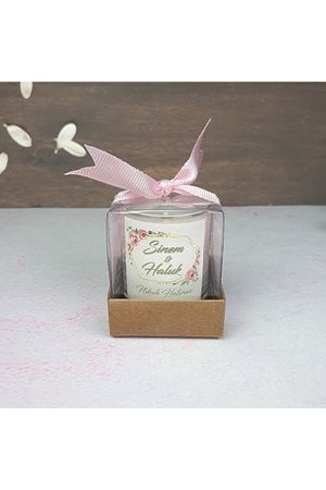 Kutulu Mum Nikah Şekeri - Pembe Gül Konsept