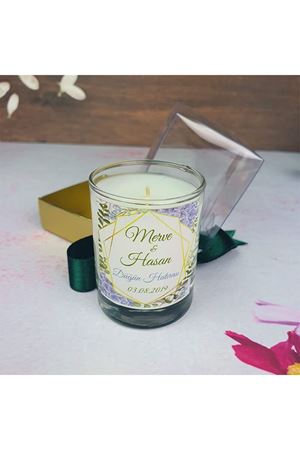 Kutulu Mum Hediyelik - Mavi Çiçekler Konsept