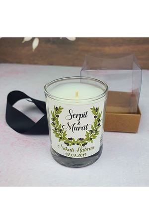 Kutulu Mum Nikah Şekeri - Zeytin Dalı Konsept