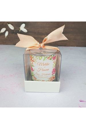 Kutulu Mum Hediyelik - Somon Fuşya Konsept