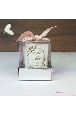 Kutulu Mum Nikah Şekeri - Çiçekli Konsept