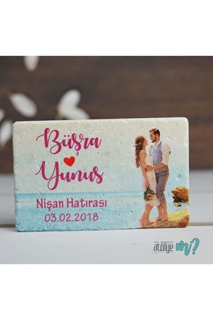 Kişiye Özel Fotoğraf Baskılı Taş Magnet 5x8cm - dnts014