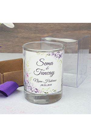 Kutulu Mum Nikah Şekeri - Mor Çiçek Konsept