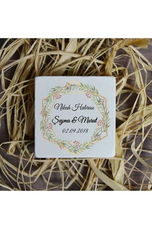 Nikah Hatırası 5x5cm Taş Magnet - dnts052